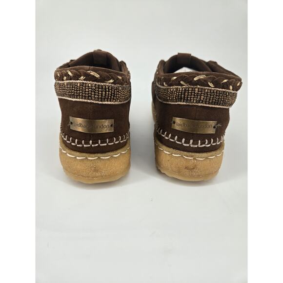 Laidback London Beaded Erku Chukka Moccasins Brown Suede Sz 38 US 7.5 New In Box - Picture 6 of 13